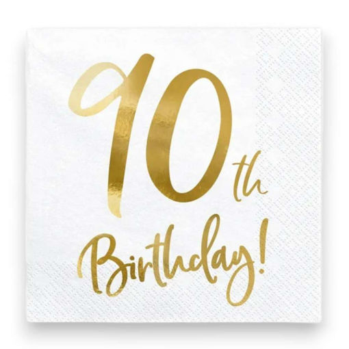 Picture of 90TH BIRTHDAY WHITE PAPER NAPKINS 33 X 33CM - 20 PACK